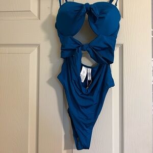 NEVER WORN - Trina Turk - Getaway Solids Tie One Piece - Navy Blue - Size US 10